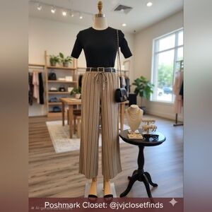 NY&C Pull-On Wide Leg Pants | XL | Neutral Stripe